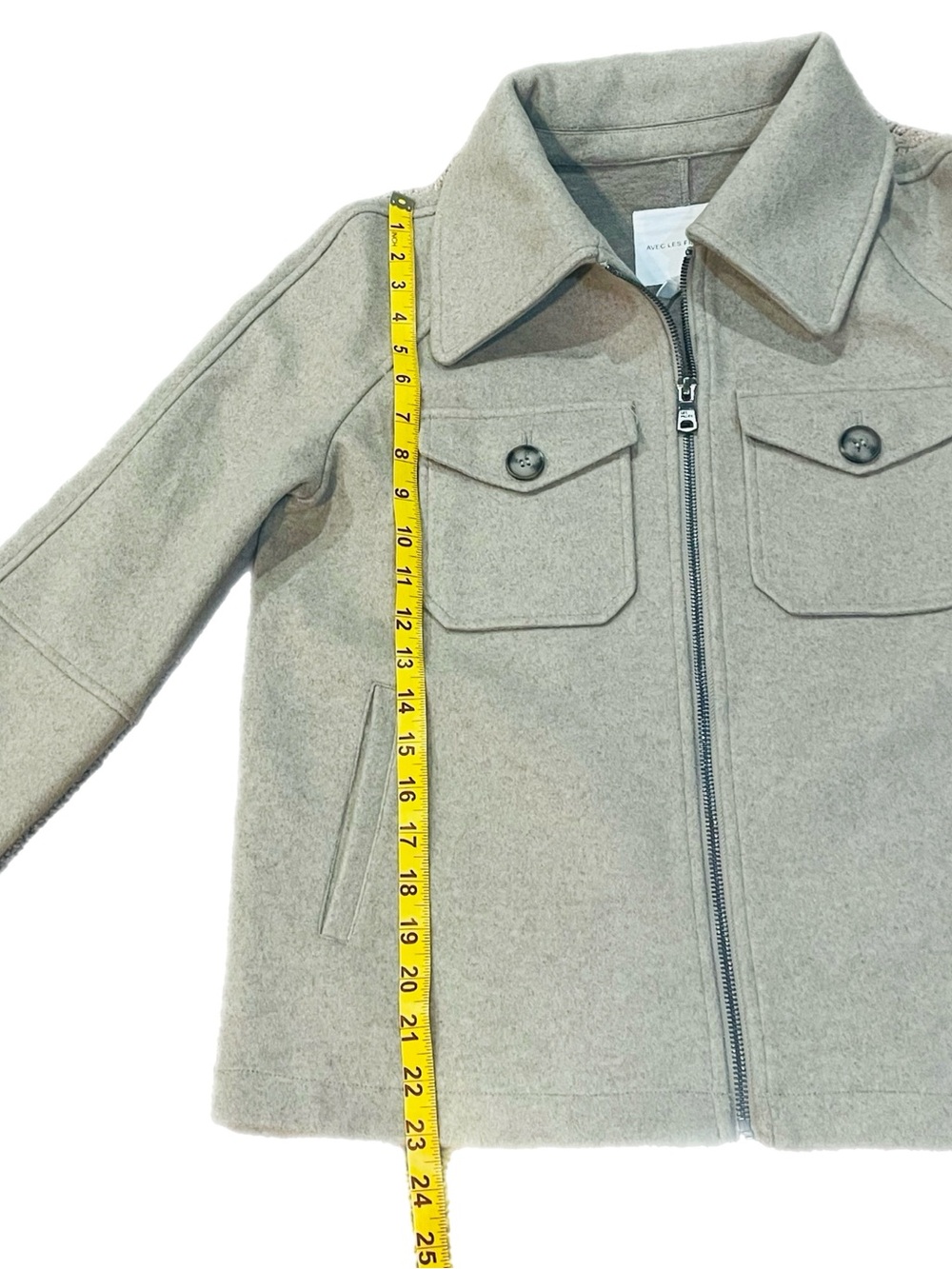 Anthropologie Avec Les Filles Relaxed Zip Front Shacket Oatmeal Felted Jacket S - Picture 7 of 9